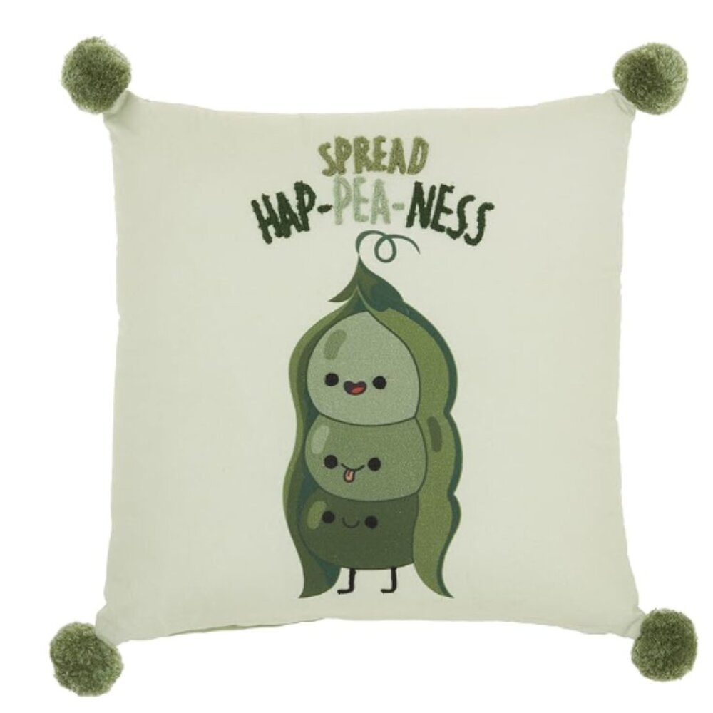 Mina Victory Plush lines Hap-Pea-Ness Multicolor 16" x 16" Throw Pillow